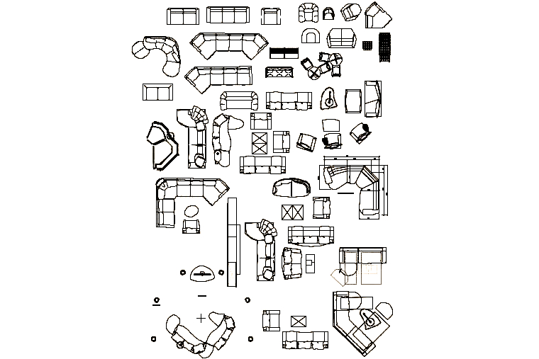 60 Blocos CAD em DWG - Sofás, poltronas e móveis para estar - ReforMAIS