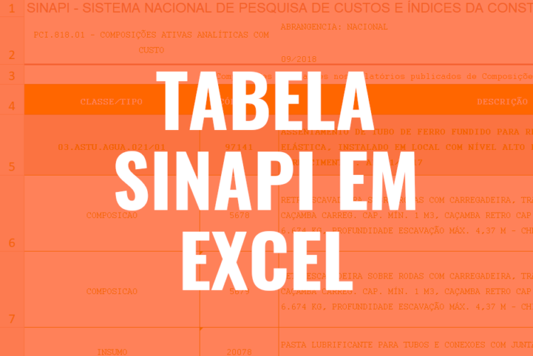 Tabela SINAPI Excel
