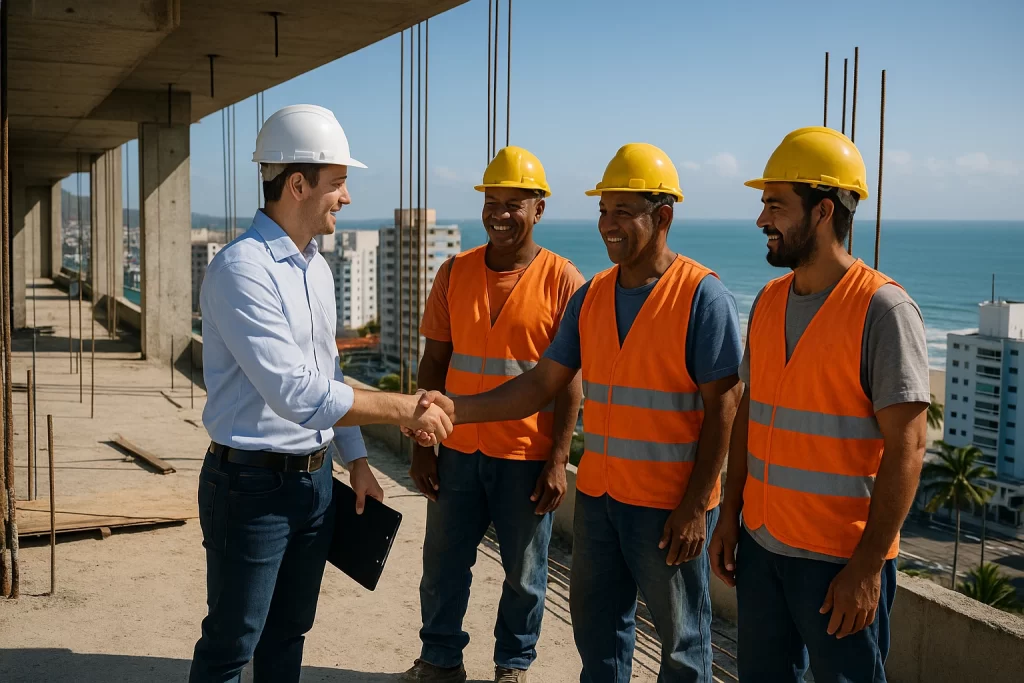Engenheiro com Pedreiros